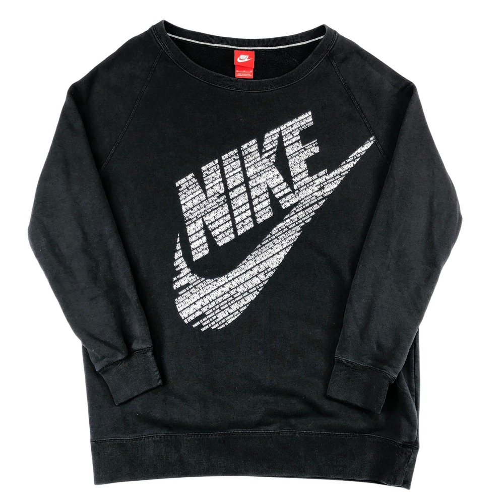 Nike Club Sportswear Fleece Sweatshirt Pullover Crew Neck Big Swoosh Womens Med‎